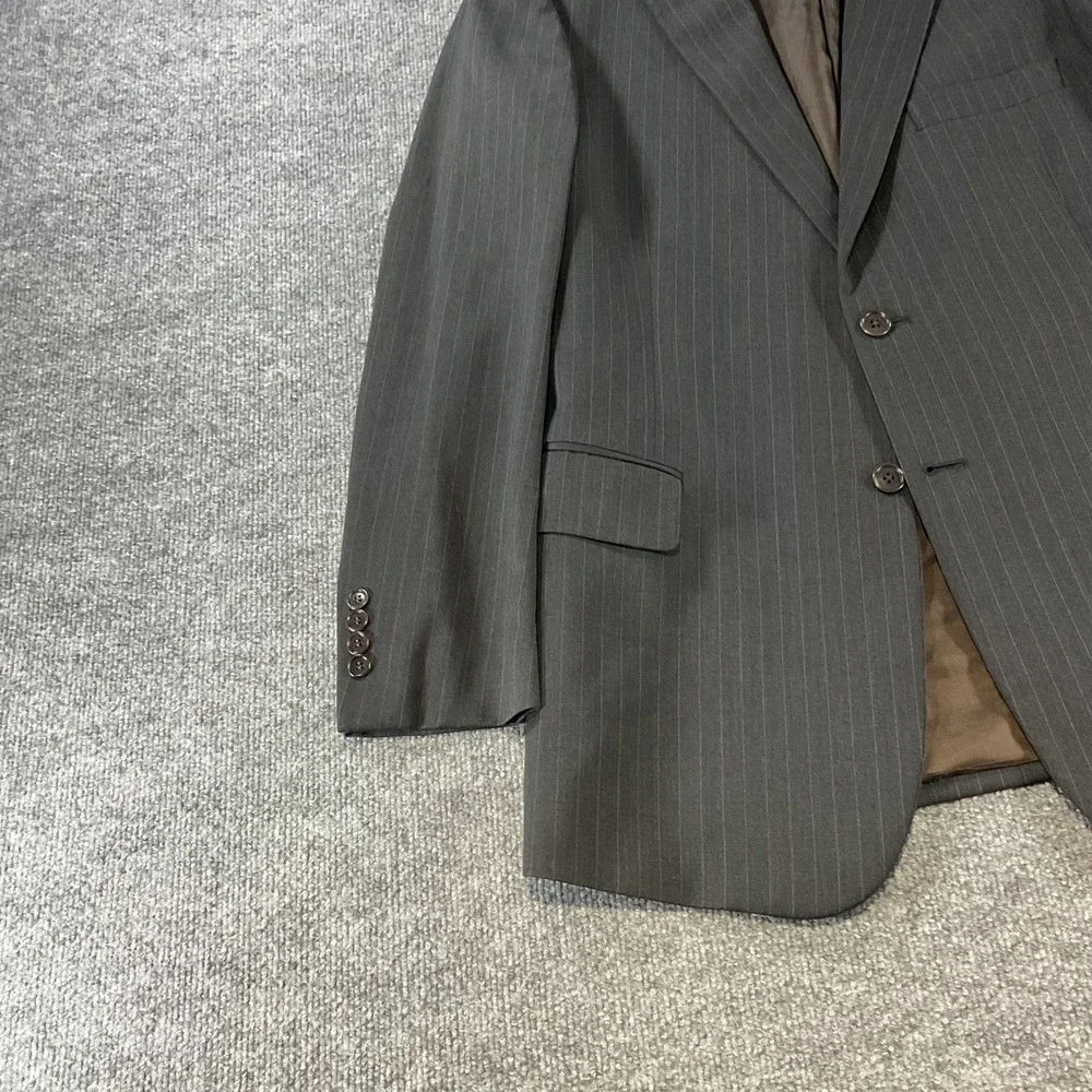 Brooks Brothers Mens 42R Pinstripe Wool Blend 2 Button Suit Jacket Charcoal Gray
